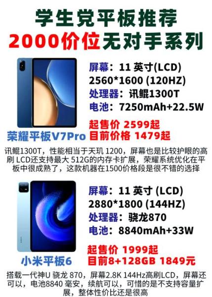 2000元以下性价比高的平板电脑有哪些推荐?